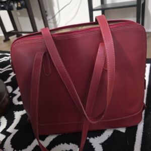 Elegant Red Leather Tote Bag